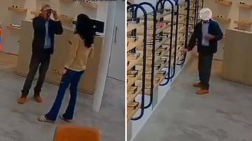 Câmeras de segurança flagram homem furtando óculos de sol em shopping - Reprodução/X