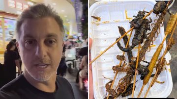 O apresentador Luciano Huck encara menu exótico na China, onde está gravando para o 'Domingão': “Cobra, barata e escorpião” - Reprodução/Instagram