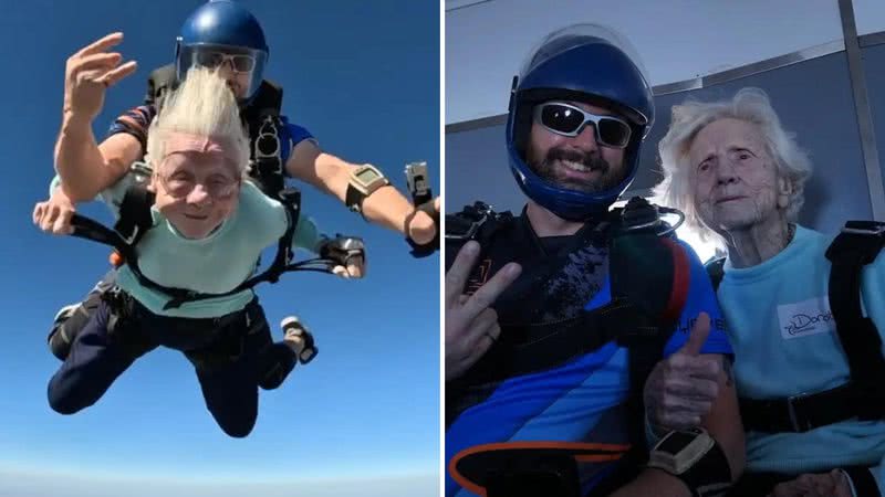 Mulher de 104 anos se torna pessoa mais velha a pular de paraquedas - Divulgação/Daniel Wilsey High Flight