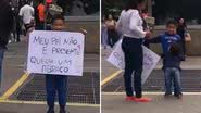 Menininho com cartaz pedindo abraços comove pedestres na Paulista - Reprodução/Instagram