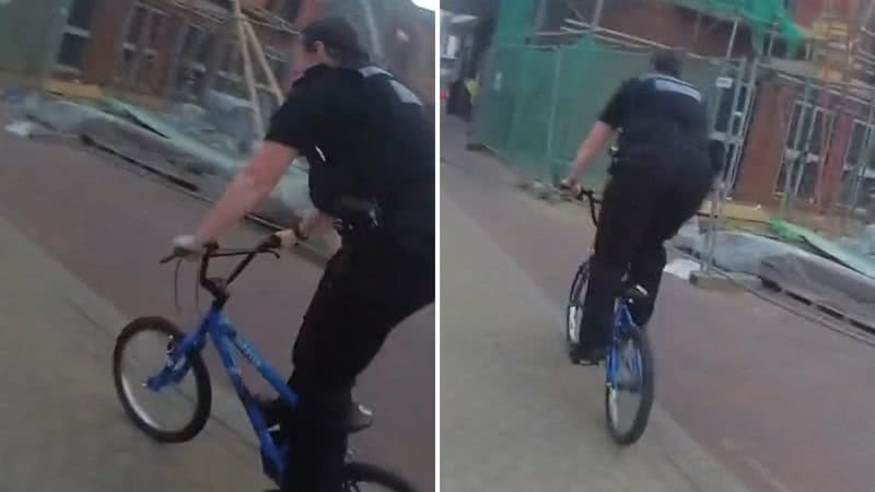 Policial "rouba" bicicleta de menino para perseguir suspeito de crime - Reprodução/Twitter