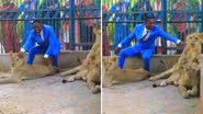 Suposto pastor se tranca em jaula com leões para provar poder divino - Reprodução/Twitter