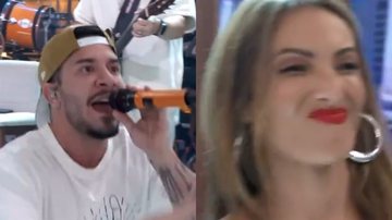 Vocalista do Jeito Moleque erra e inventa letra de música ao vivo no 'Encontro' - Reprodução/TV Globo