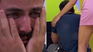 BBB 24: Matteus cai no chão de tanto chorar ao ver os familiares - Reprodução/TV Globo