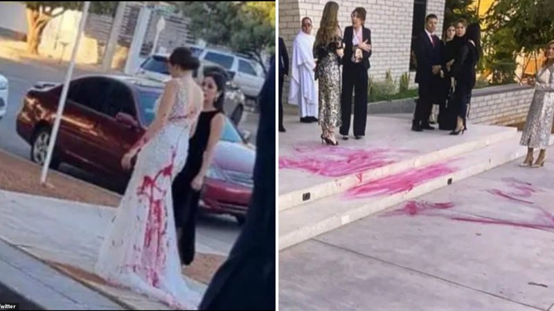 Mulher contrata homens para jogar tinta no vestido de noiva da futura nora - Reprodução/X