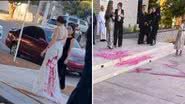 Mulher contrata homens para jogar tinta no vestido de noiva da futura nora - Reprodução/X