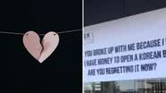 Homem pendura cartaz "vingativo" contra a ex-namorada em restaurante - Reprodução/Unsplash/X