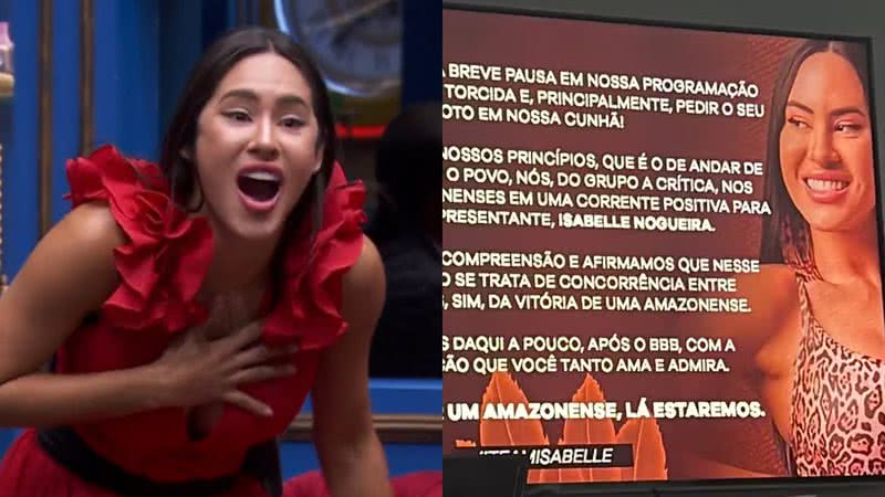 A TV A Crítica pausou sua programação em prol de Isabelle do BBB 24 - Reprodução/Globo/Twitter
