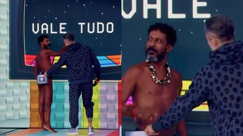 Luis Miranda surpreendeu ao tirar a roupa durante o Caldeirão - Reprodução/Globo