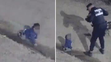 Como pode? Bebê de 1 ano foge de casa e é encontrado por polícias; veja vídeo - Reprodução/X