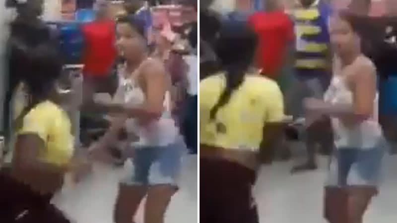 Mulher briga com a amante do marido após flagrá-los fazendo compras - Reprodução/X