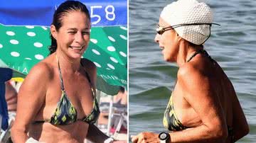 Andrea Beltrão é flagrada em biquíni jovial enquanto faz natação em Copacabana - Dan Delmiro/AgNews