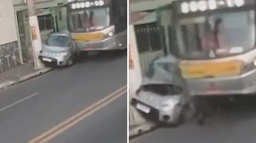 Motorista escapa por segundos de colisão violenta com ônibus após condutor passar mal - Reprodução/Twitter