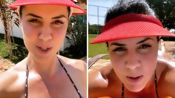 De fio-dental, Graciele Lacerda posa na piscina da mansão de Zezé di Camargo: "Pegando um solzinho" - Reprodução/Instagram