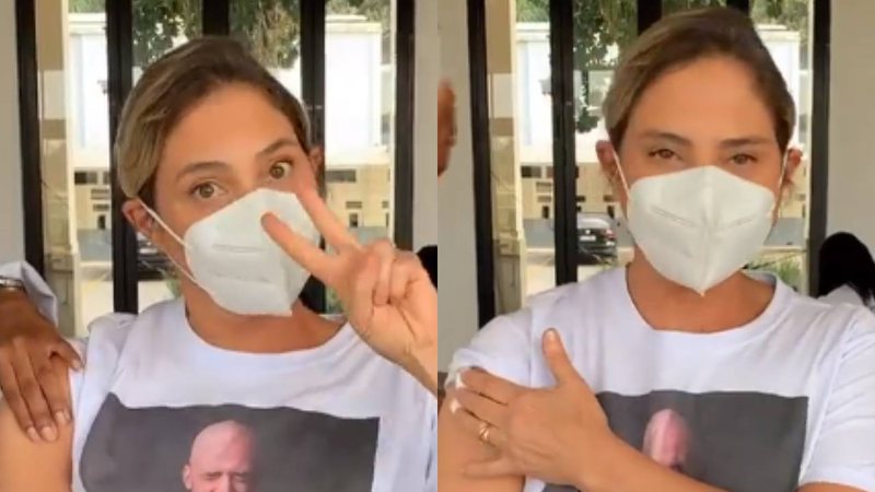 Heloisa Périssé veste camiseta de Paulo Gustavo ao tomar segunda dose da vacina: "Ele quer que eu vá" - Reprodução/Instagram