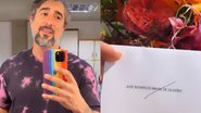 Nas gravações do 'Caldeirão', Marcos Mion é recepcionado com buquê de flores de Boninho: "Sem palavras" - Reprodução/Instagram