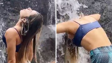 Que espetáculo! Esposa de Leonardo toma banho de cachoeira e corpão exuberante chama a atenção: "Gata" - Reprodução/Instagram