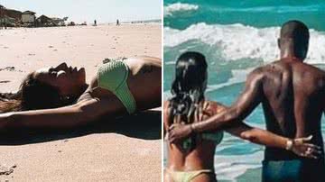 Carol Peixinho agarra Thiaguinho e mostra cintura mínima de biquíni: "Coberta de sal" - Reprodução/Instagram