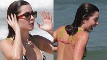 Ex-BBB Jade Picon bronzeia bumbum com biquíni fininho e é flagrada na praia - AgNews/Fabricio Pioyani