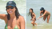 Que lindas! Deborah Secco vai à praia com a filha e exibe corpaço de fio-dental - Fabricio Pioyani/ AgNews