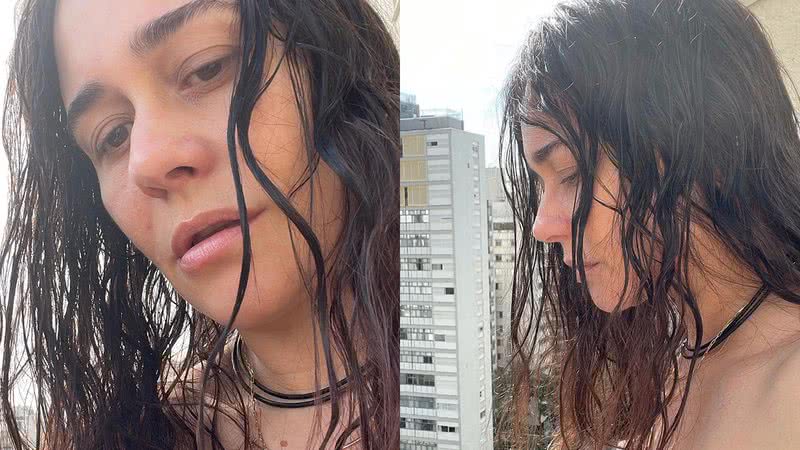 Aos 50 anos, Alessandra Negrini posa só de toalha na sacada de seu apartamento - Reprodução/Instagram