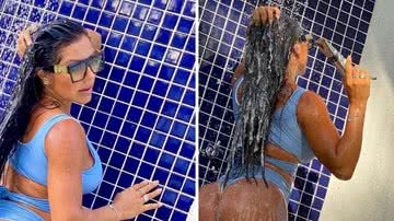 Esposa de Thammy Miranda toma banho ao ar livre e gera impacto com corpo farto: "Não se culpe" - Reprodução/TV Globo