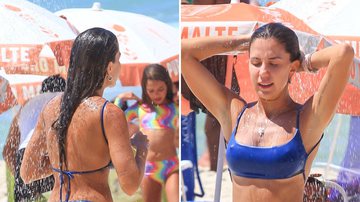 Bárbara Coelho vai à praia e exibe corpaço ao aliviar calorão com 'chuveirada' - Fabricio Pioyani/ AgNews