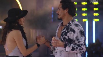 Eliezer conversa com Eslovênia Marques após beijos durante a festa - Reprodução/ Globoplay