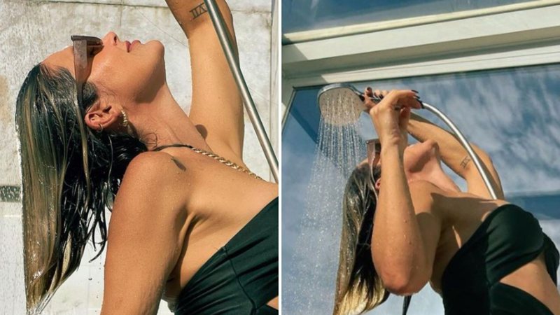 Flávia Alessandra toma ducha em sua mansão com maiô cavadíssimo - Reprodução/Instagram