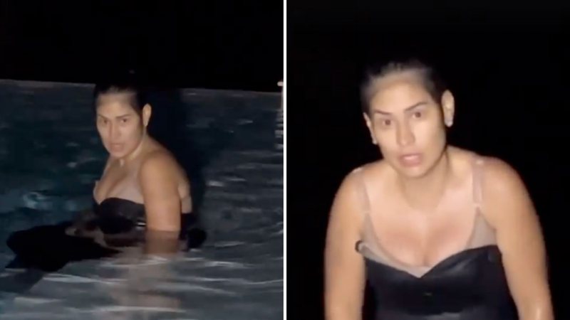 Sequinha, Simone enfrenta apagão com banho de piscina em sua mansão - Reprodução/TV Globo
