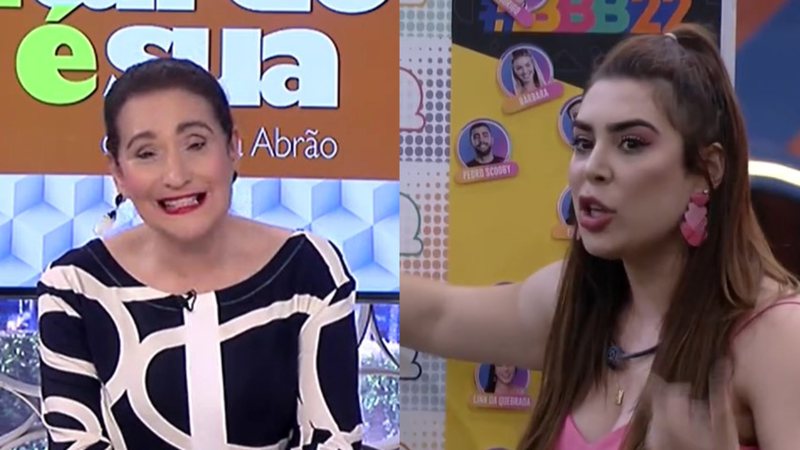 BBB22: Pegando no pé, Sônia Abrão debocha de discurso de Naiara: "Cara de besta" - Reprodução / TV Globo / RedeTV!