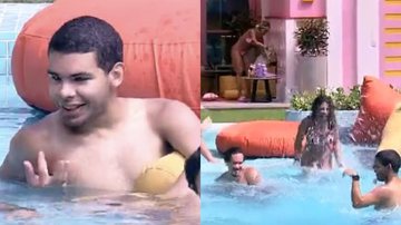 BBB22: Vyni vence insegurança com o corpo, fica de sunga e curte sol na piscina - Reprodução/TV Globo