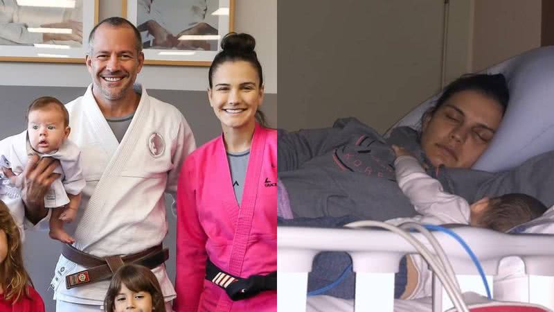 Internado, filho caçula de Malvino Salvador surge dormindo com Kyra Gracie em cama hospitalar: "Campeão" - Reprodução/Instagram