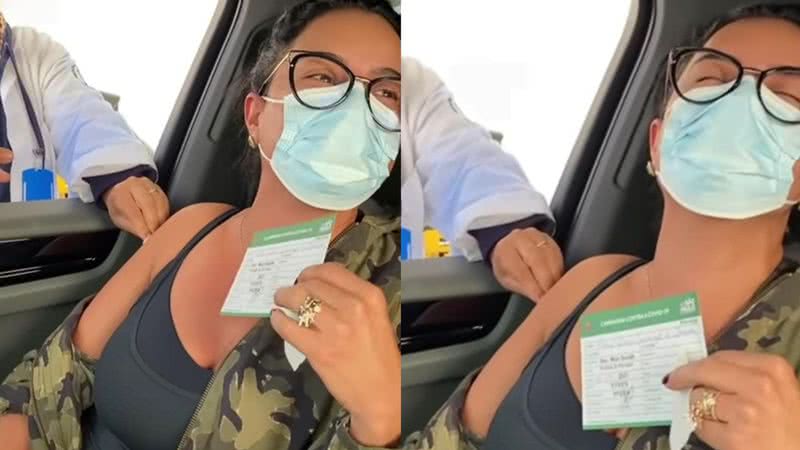 Luciele Di Camargo é vacinada contra Covid-19, mas reclama da agulha: “Eu odeio injeção, vacina” - Reprodução/Instagram