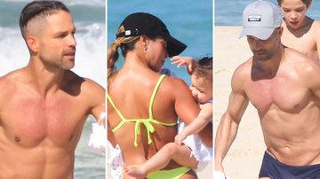 Família linda! Craque do Flamengo, Diego Ribas vai à praia com os 3 filhos e a esposa gata - Fabricio Pioyani/ AgNews