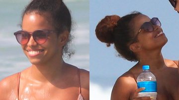 Jennifer Nascimento desfila corpo natural e beija marido na praia - AgNews/Fabricio Pioyani