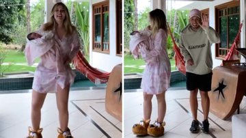 Ao som de música do marido, Virginia Fonseca aparece dançando com a filha recém nascida nos braços e mostra gingado - Reprodução/Instagram