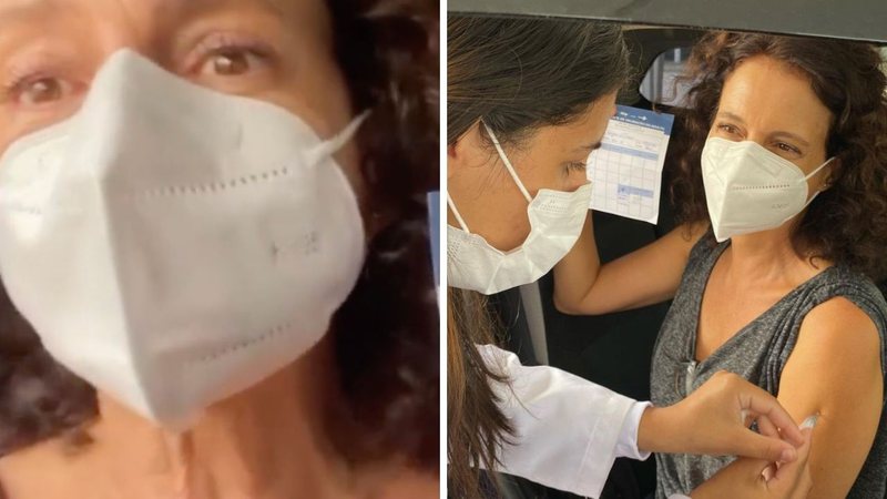 Denise Fraga não contém a emoção e chora ao ser vacinada contra a Covid-19: "Viva quem se importa com os outros" - Reprodução/Instagram