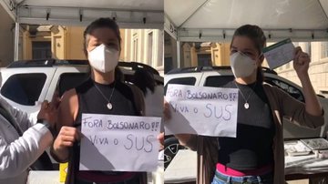 Samara Felippo é vacinada contra Covid-19 com placa de 'Fora Bolsonaro' e lamenta mortes: "Podíamos ter evitado" - Reprodução/Instagram