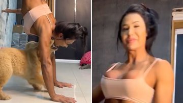 Gracyanne Barbosa trepa na parede de calcinha e sutiã, mas leva mordida no rosto: "Suei frio" - Reprodução/Instagram