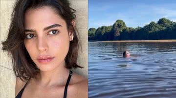 Julia Dalavia é mordida por jacaré nas gravações de 'Pantanal': "Boca enorme" - Reprodução/Instagram