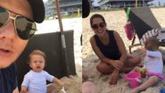Michel Teló curte folga na praia ao lado da esposa, Thais Fersoza, e dos filhinhos, Melinda e Teodoro - Reprodução Instagram
