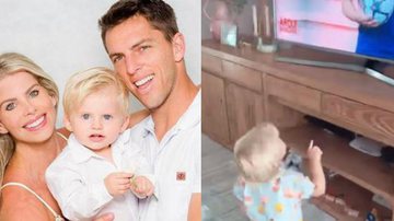 Karina Bacchi flagra o filho, Enrico, chorando ao ver Amaury Nunes na TV: ''Papai'' - Reprodução Instagram