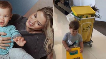 Andressa Suita se diverte ao mostrar Gabriel ajudando na limpeza dentro de casa - Reprodução Instagram