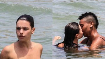 Solteira, Bruna Linzmeyer troca beijos quentes em dia de praia no Rio de Janeiro - AgNews / Francisco Silva
