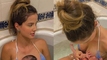 Esposa de Sorocaba amamenta o filho durante banho de banheira - Reprodução