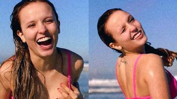Larissa Manoela empina o bumbum ao posar de biquíni durante banho de mar - Reprodução/ Instagram