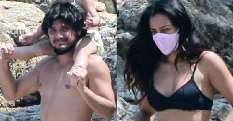 Bruno Gissoni e Yanna Lavigne protagonizam momento em família em praia no Rio - AgNews