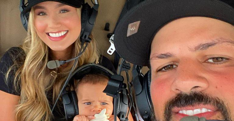Sorocaba e a esposa, Biah Rodrigues, levam o filho para passeio de helicóptero - Instagram