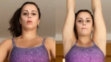 Só de top, Viviane Araújo ostenta barriga sarada e curvas acentuadas durante alongamento matinal: "Deusa" - Reprodução/Instagram